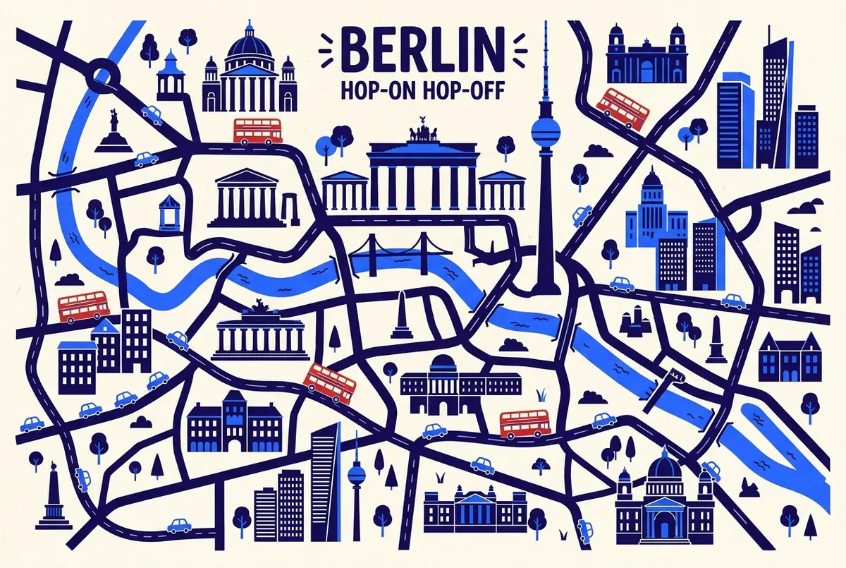 illustrated map of Berlin highlights for 24-Hour vs 48-Hour Berlin Hop-On Hop-Off Tickets: Which to Choose, berlin hop on hop off 24 vs 48 hour ticket