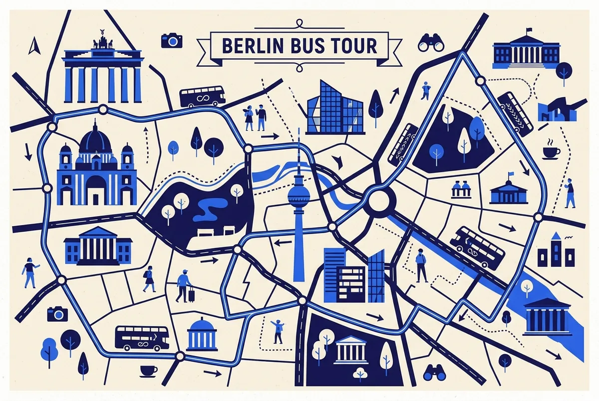 illustrated map of Berlin highlights for Is the Berlin Hop-On Hop-Off Bus Worth It?, is the berlin hop on hop off bus worth it